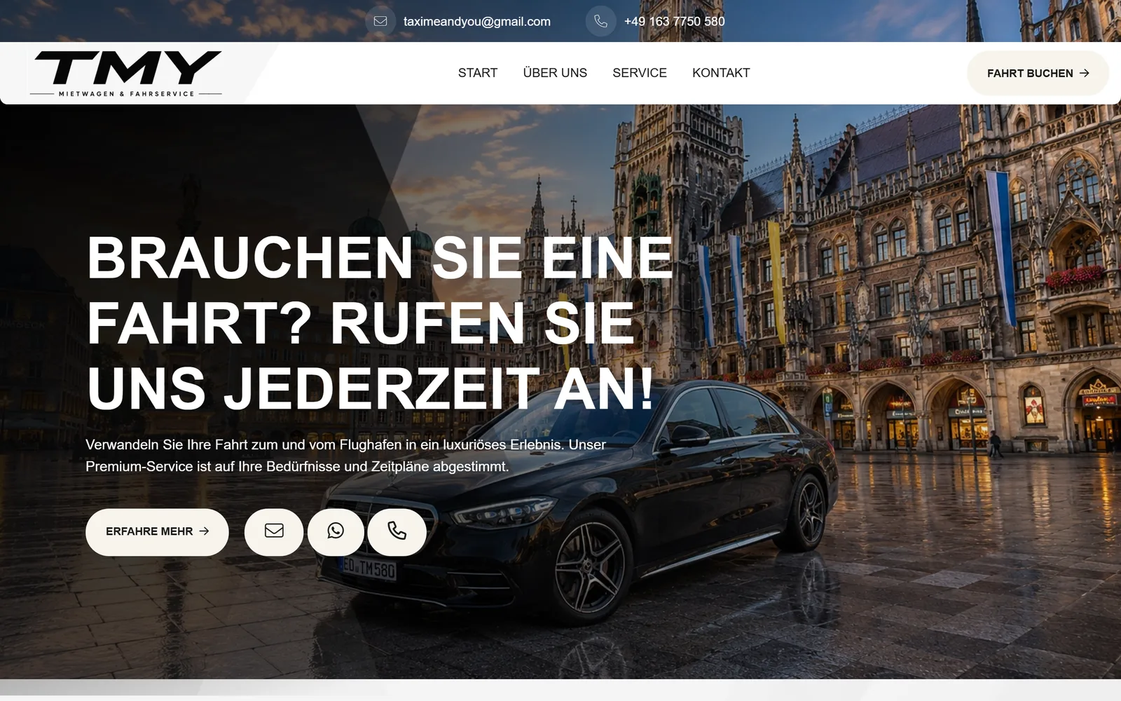 Screenshot der Taxi Me & You Website